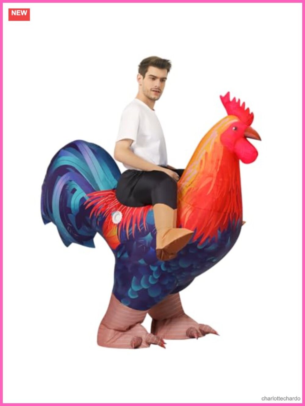 Adult Inflatable Chicken Costume Rooster Suit Funny Halloween Cosplay Party